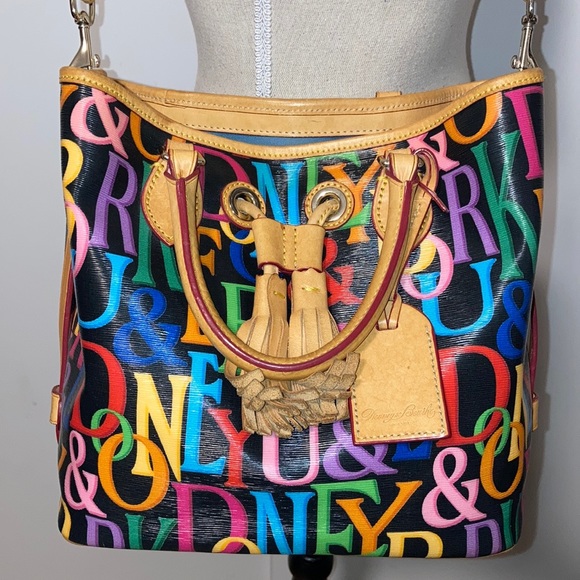 Dooney & Bourke Handbags - Dooney & Bourke Retro Grafica Drawstring Cinch Bucket Bag Satchel Rainbow